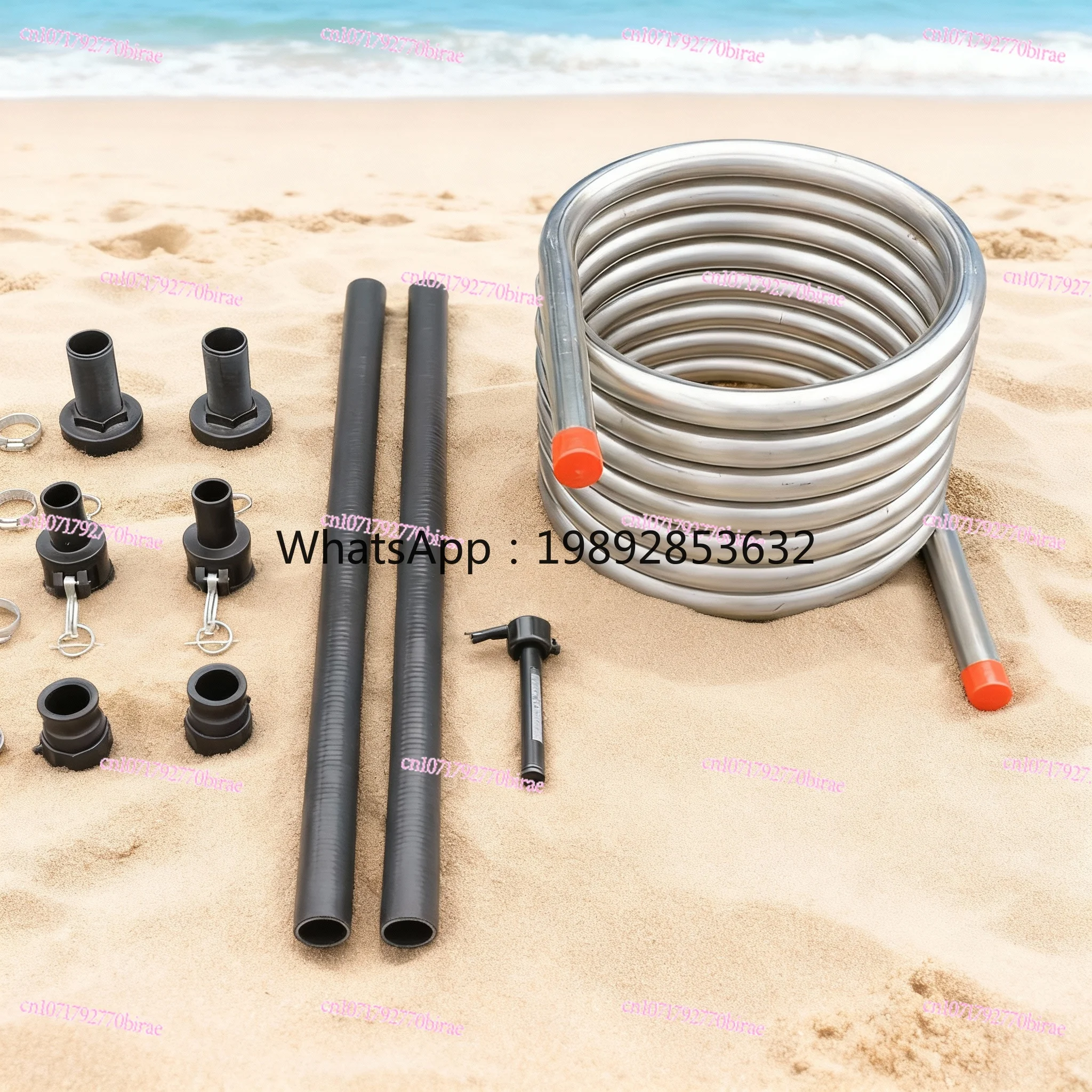 HH Stainless Steel Coil Efficient Heating Solution for Wood Fired Hot Tubs with Durable Hose for Outdoor Hot Tubs