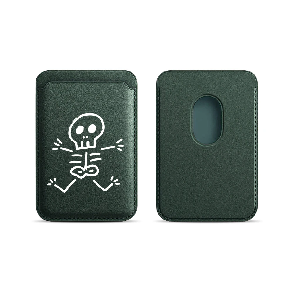 Leder-Kartenhalter Künstlerischer Totenkopf-Geldbörsen-Cover Telefonkartenhalter für Magnetische Hülle Geeignet für alle iPhones für Magsafe Karten-Handytasche – Detail 17
