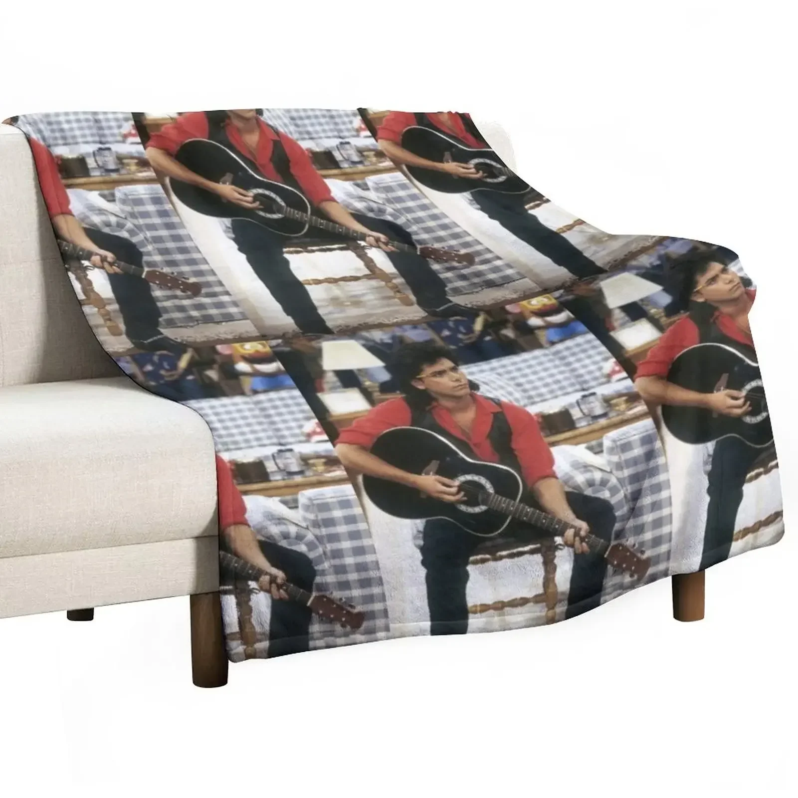 Uncle Jesse and his Guitar Throw Blanket bed plaid Heavy Plaid on the sofa Blankets