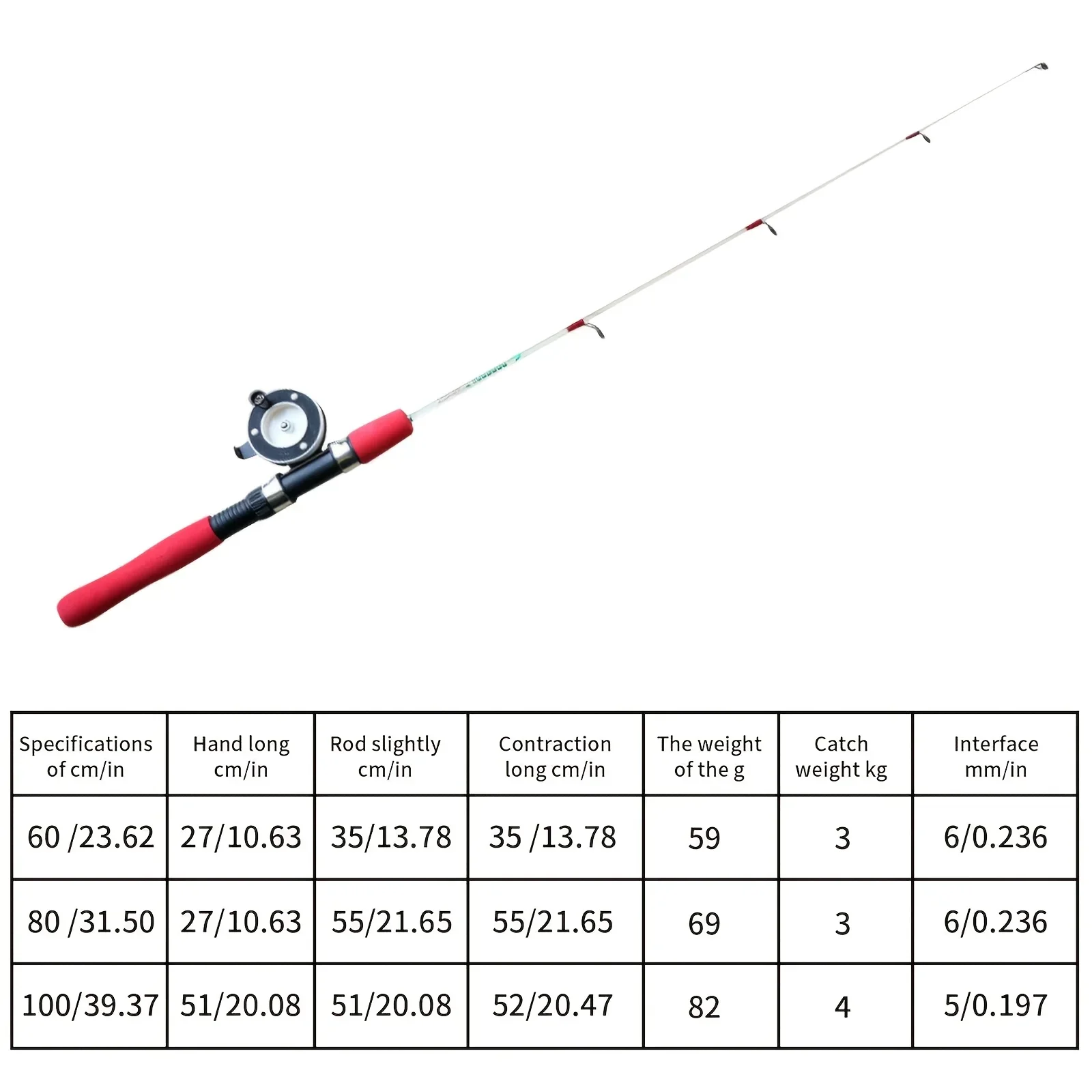 TEKL Ambidextrous 2pcs Ice Fishing Rod and Reel Combo, FRP Quick Action Light Power, with Mini Reel Winter Fishing Set