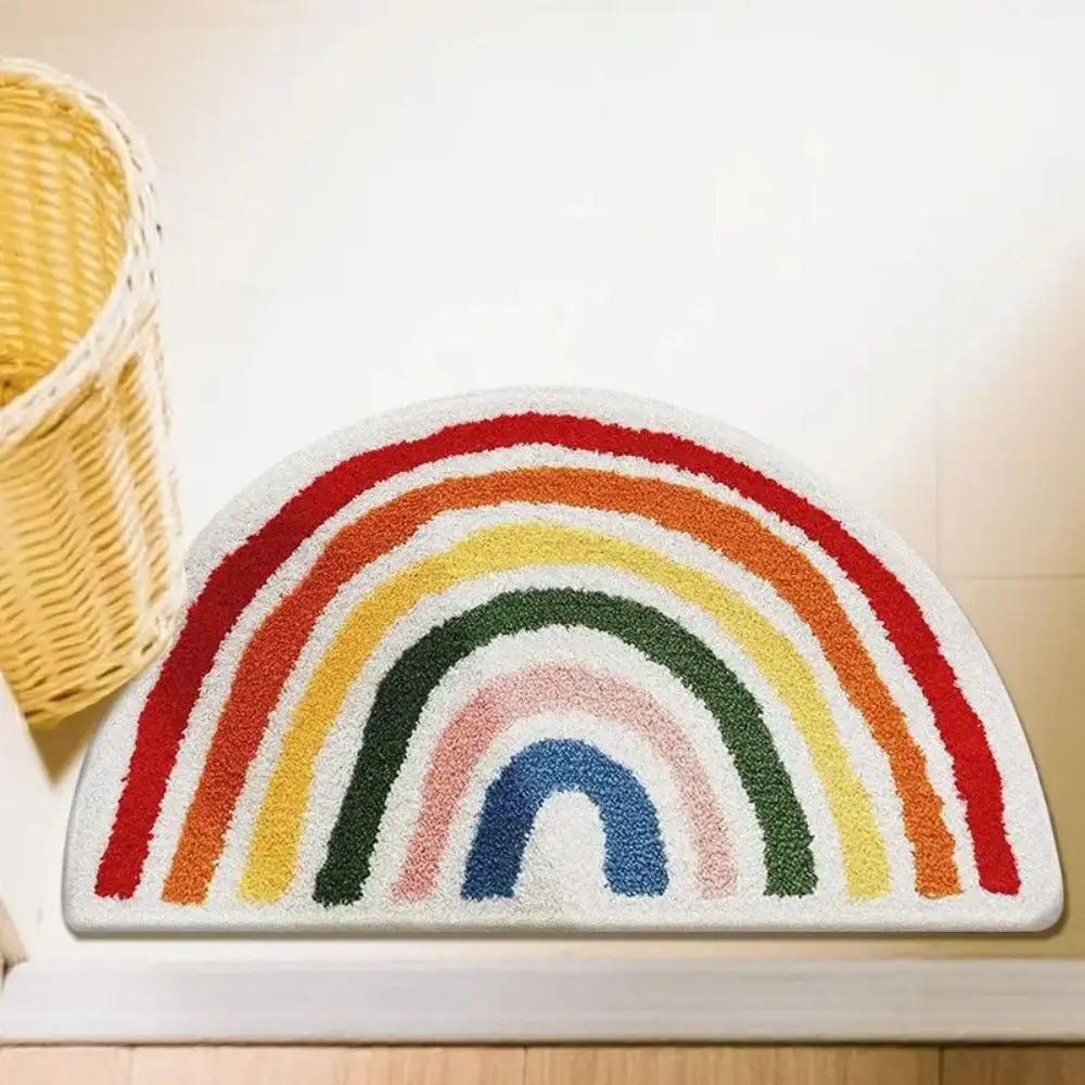VIKAMA Rainbow Color Modern Home Decoration Floor Mats, Indoor And Outdoor Door Mats, Bathroom Anti-Slip Soft Carpets