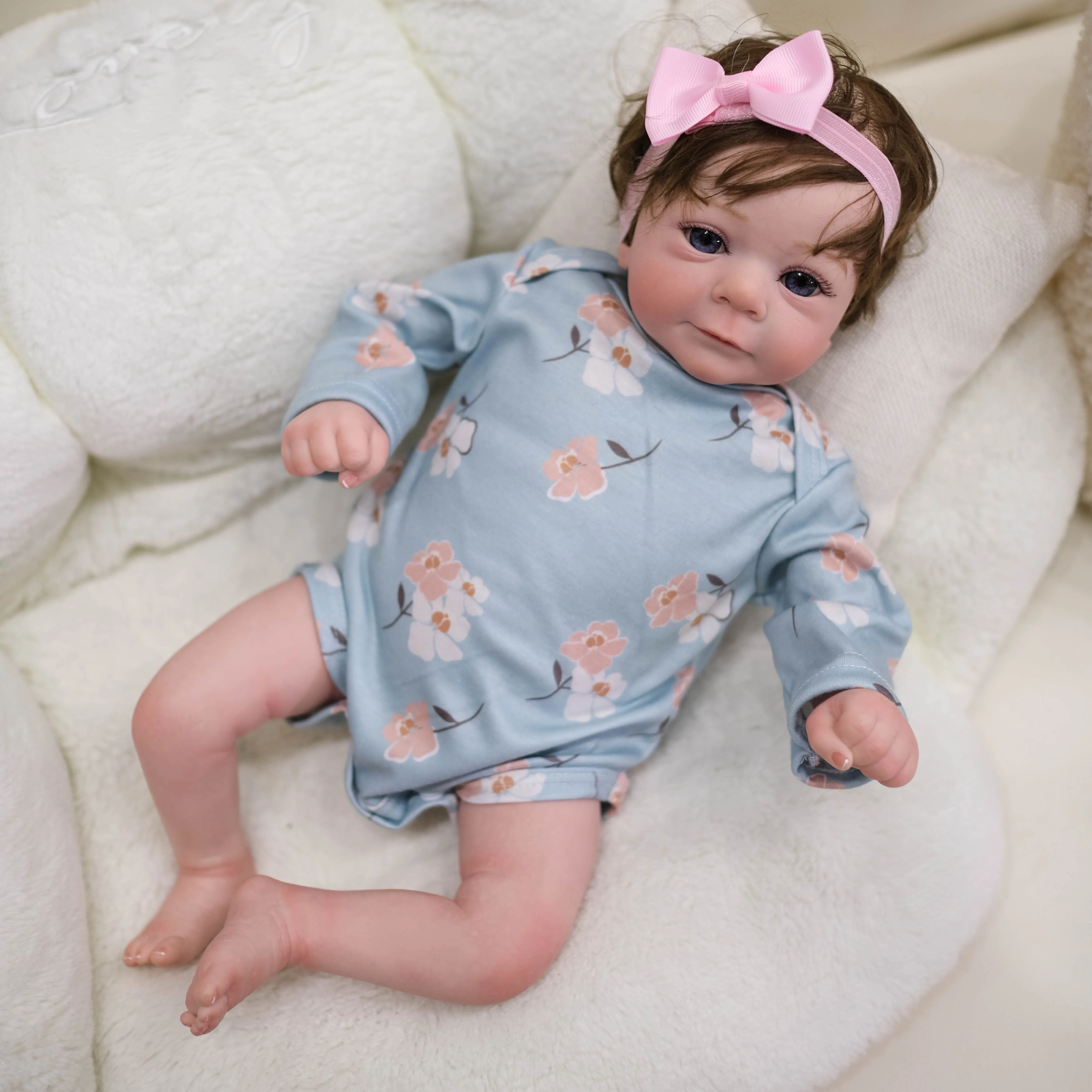 NPK 18inch Soft Body Reborn Baby Doll Felicia Same as Picture Lifelike Soft Touch 3D Skin Hand-Root Hair Visible