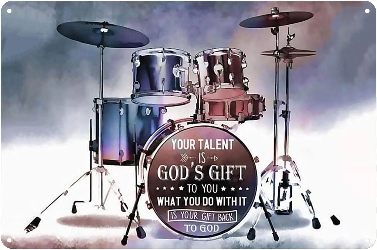 Metal Tin Signs Drummer Your Talent is Gods Gift to You What Do with It Back Wall Art Hanging Painting Watercolor Livin