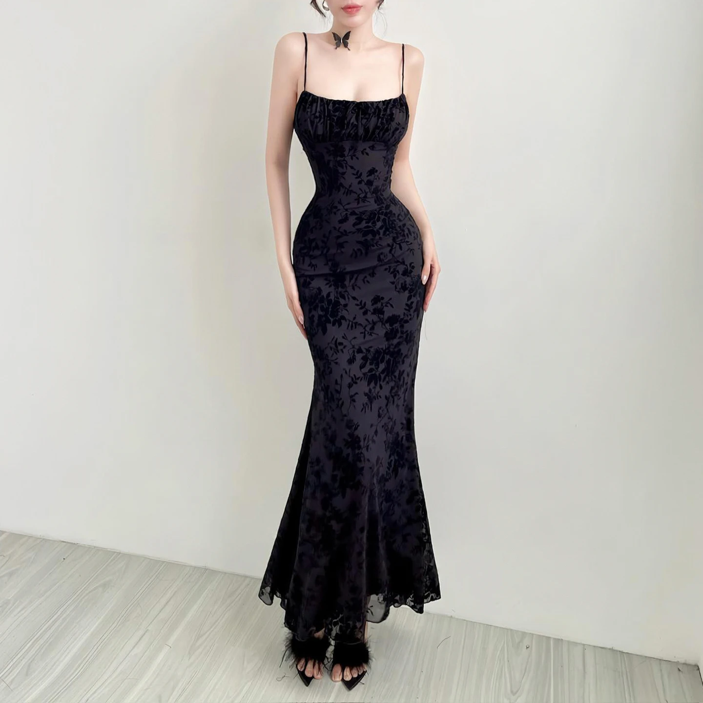 

Vintage Floral Bodycon Dress Elegant Slim-Fitting Slash Neck Sleeveless Maxi Dresses For Women 2025 Summer Fashion Streetwear