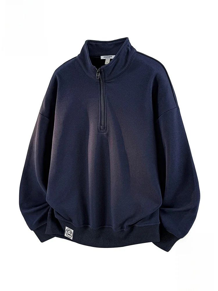 

PaulFrank M Loose Fit Sweatirt Pure Color High Collar Zipper Casual Sportswear Autumn Faion Comfortable Cotton Blend