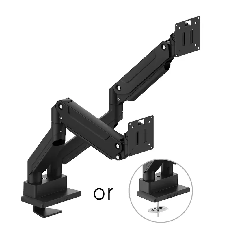 Dual Arm Monitor Desk Mount Full Motion Adjustable VESA Bracket Heavy Duty Computer Screen Stand for Office Home Workspace