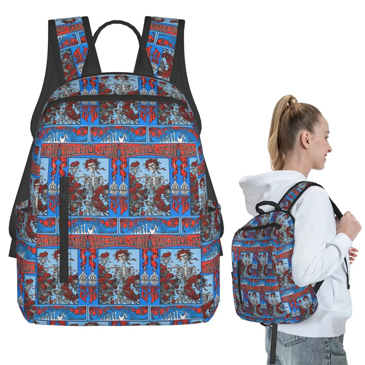 

Grateful Dead Rock Band Backpack Student BookBag Kids School Bag Computer Shoulder Bags Boys Girls