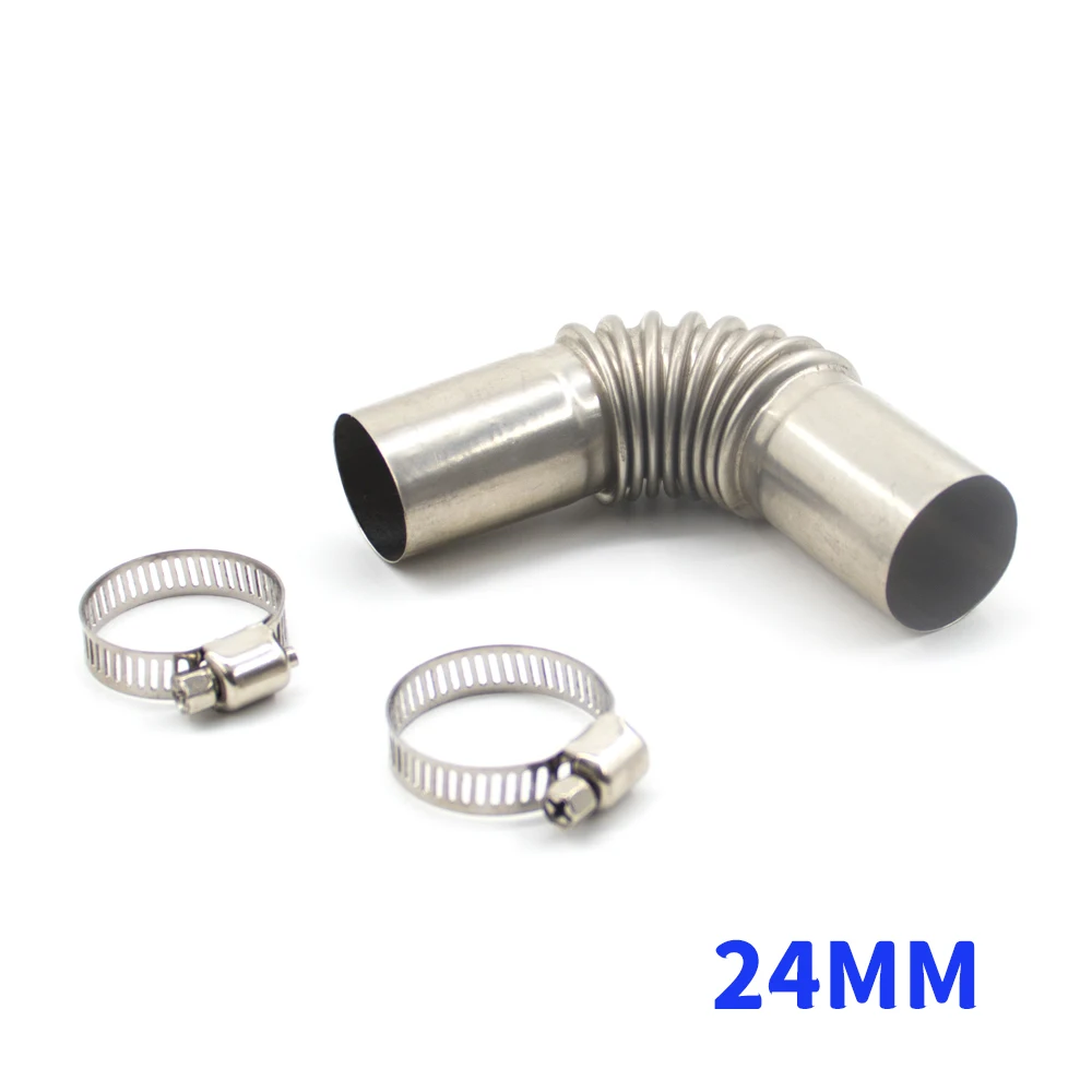 2pcs 24mm Car Heater Exhaust Tube Elbow Pipe Connector with Clamps For Webasto Eberspaecher Truck Boat Air Diesel Parking Heater