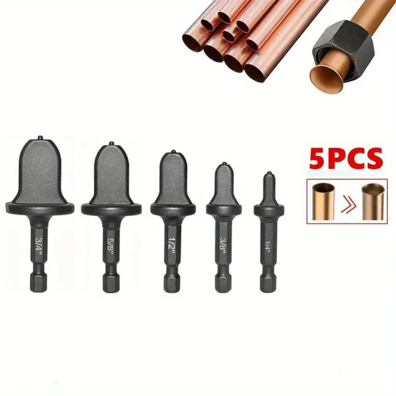 5Pcs Tube Pipe Expander Hexagonal Handle Metal Copper Pipe Takeover Tool Air Conditioner Repair Electric Drill Bit Flaring Tool