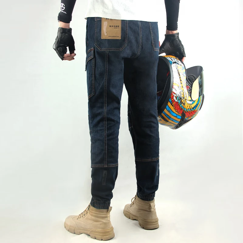 Motorcycle Winter Riding Pants Warm Motorcycle Rider Equipment Overalls Fall Resistant Commuter Riding Casual Jeans Men