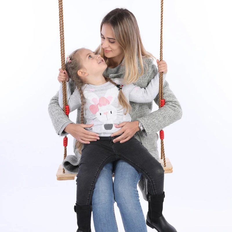 Indoor and Outdoor Children's Wooden Toy Hanging Chair Set Safe Thick Exercise Balanced Sturdy and Durable