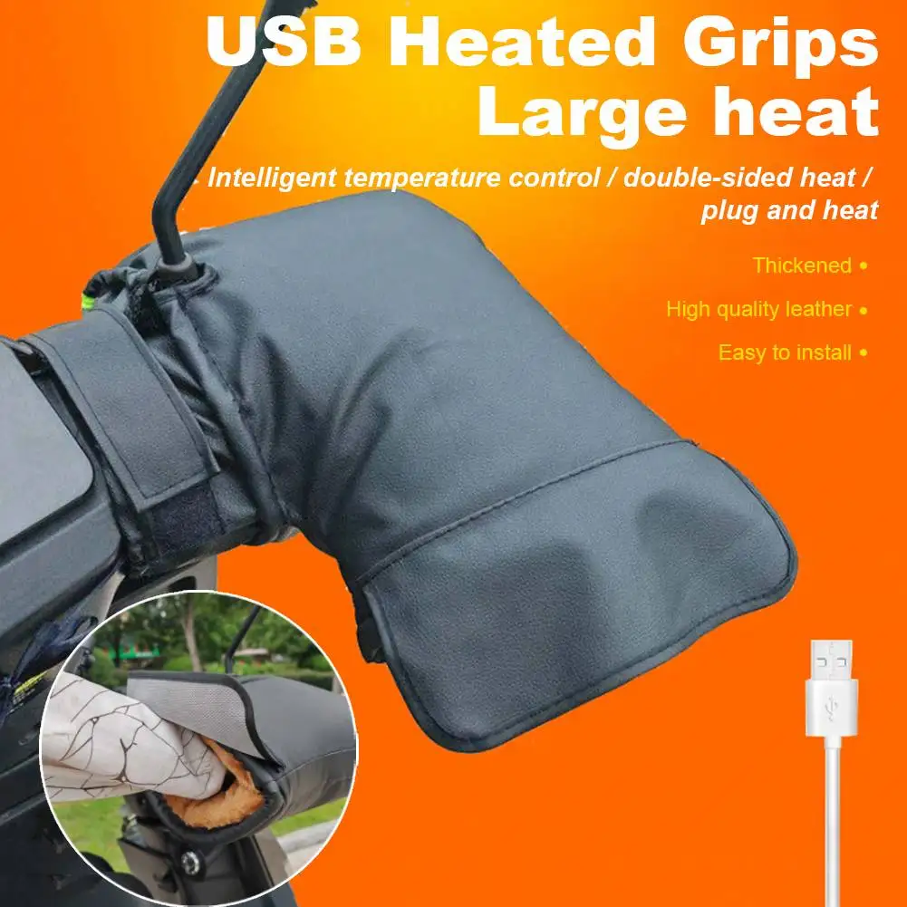 

Electric Heating Handlebar Gloves Windproof Cycling Hands Warmer Gloves 3 Levels Setting Reflective Snowmobile Bike Accessories