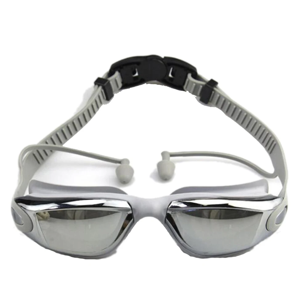 Swimming Goggles Adults Swim Glasses with Earplug Men Women Anti-fog Waterproof Swim Eyewear Pool Diving Training Race Glasses