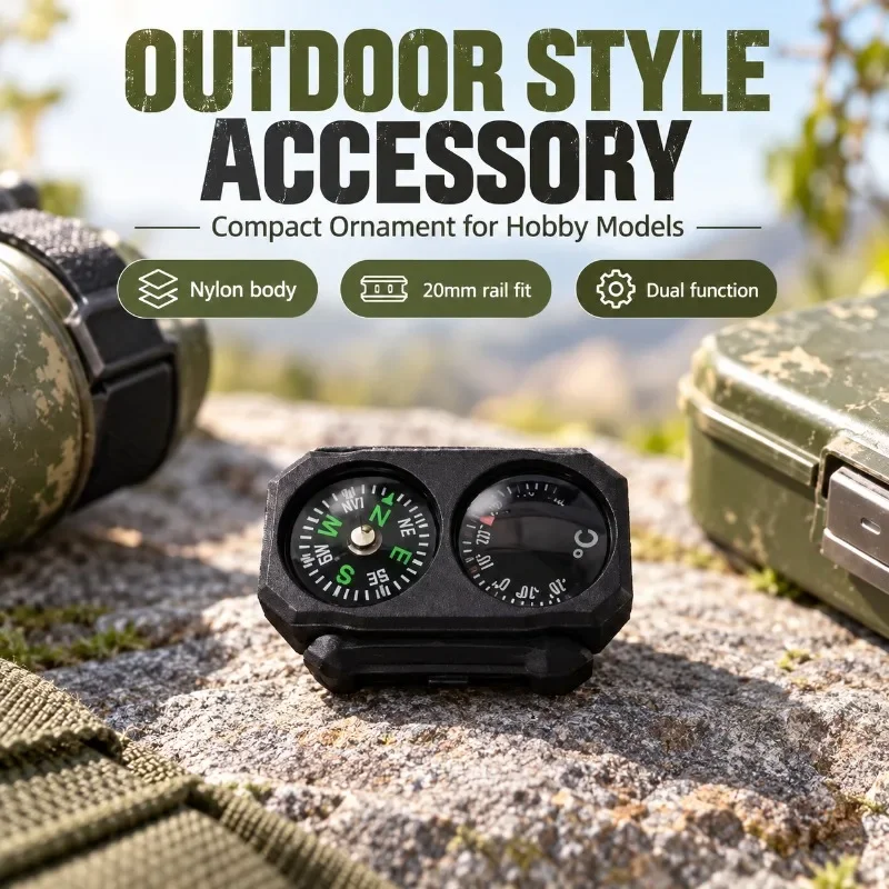 Mini Nylon Compass Thermometer Combo Decorative Hobby Parts Compatible with 20mm Standard Rail