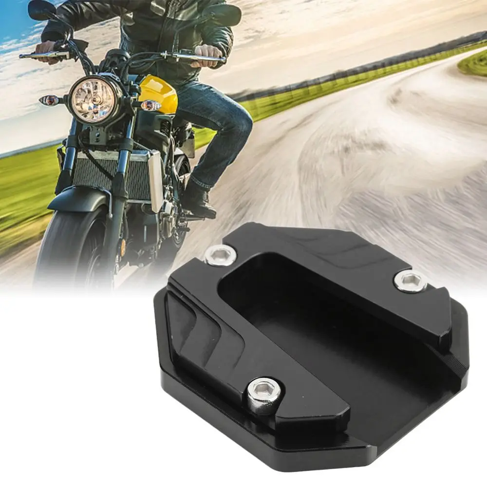 Aluminium Alloy Motorcycle Side Stand Plate High Strength Anti-Skid Kickstand Pad Black Universal Support Plate Parking
