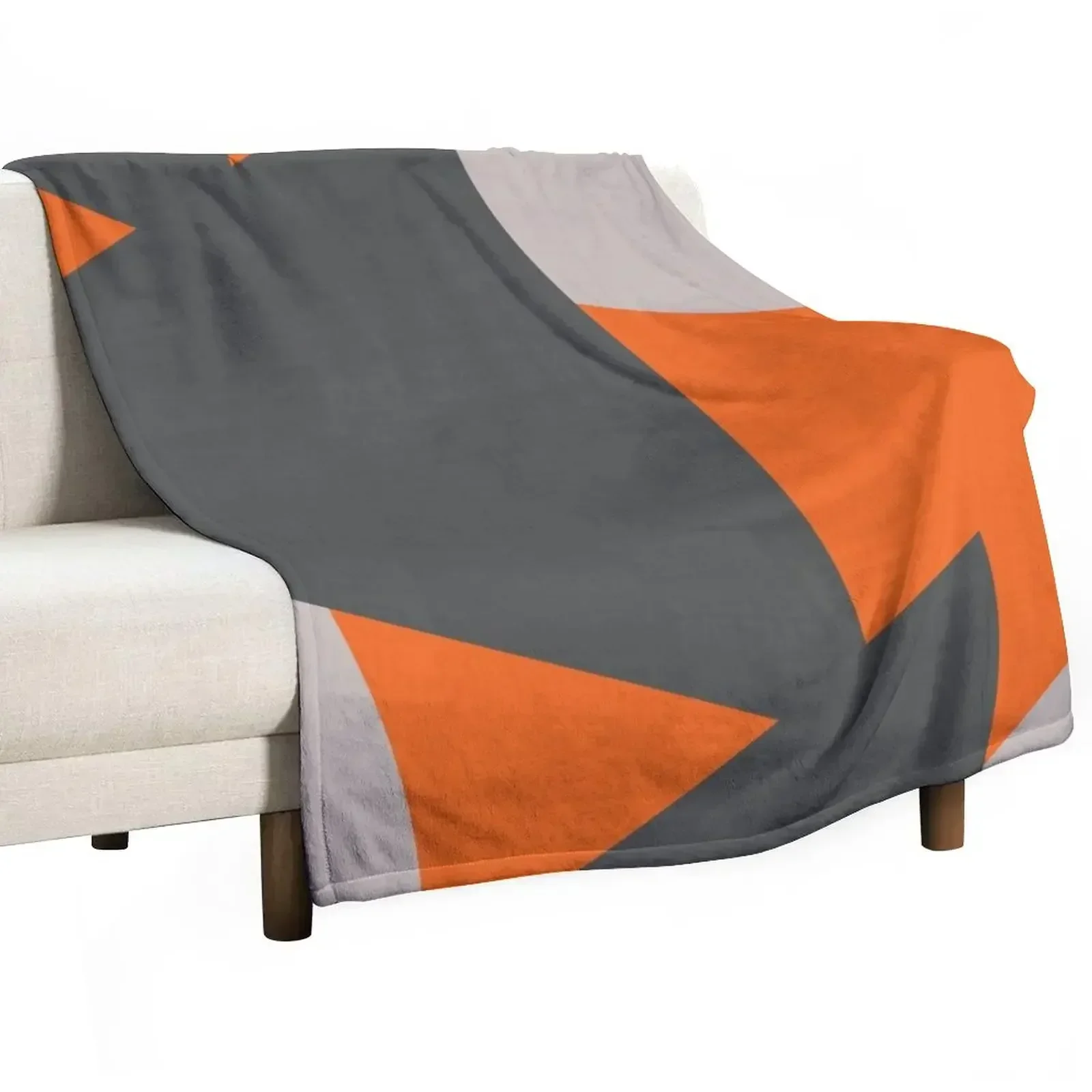 

Orange and Grey Triangles Throw Blanket Lightweight Cozy Blanket for Bed Sofa