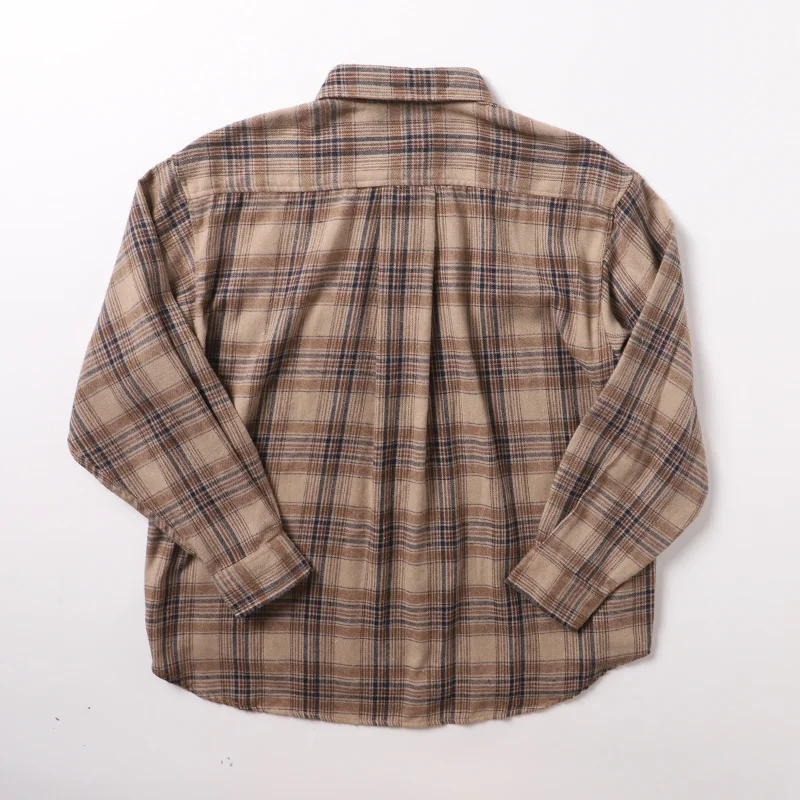 Casual Flannel Plaid Shirts Mens 2023 Autumn New Long Sleeve Button Down Varsity Shacket Regular Fit Heavyweight Checkered Shirt