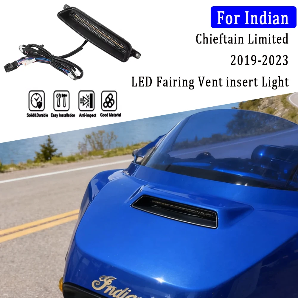 

Подходит для Indian Chieftain Limited & Dark Horse 2019-2023, светодиодный обтекатель для мотоцикла, вставка вентиляционного света, вспомогательная лампа высокой яркости