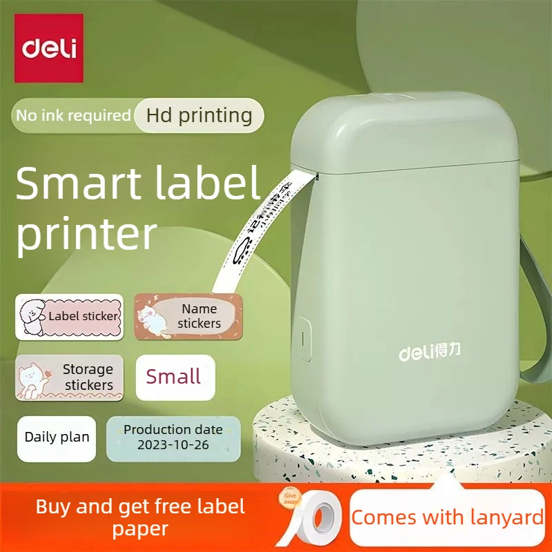 

Принтер этикеток Deli Q1A, компактный портативный термопринтер для дома с Bluetooth, безчернильная машина для печати этикеток.