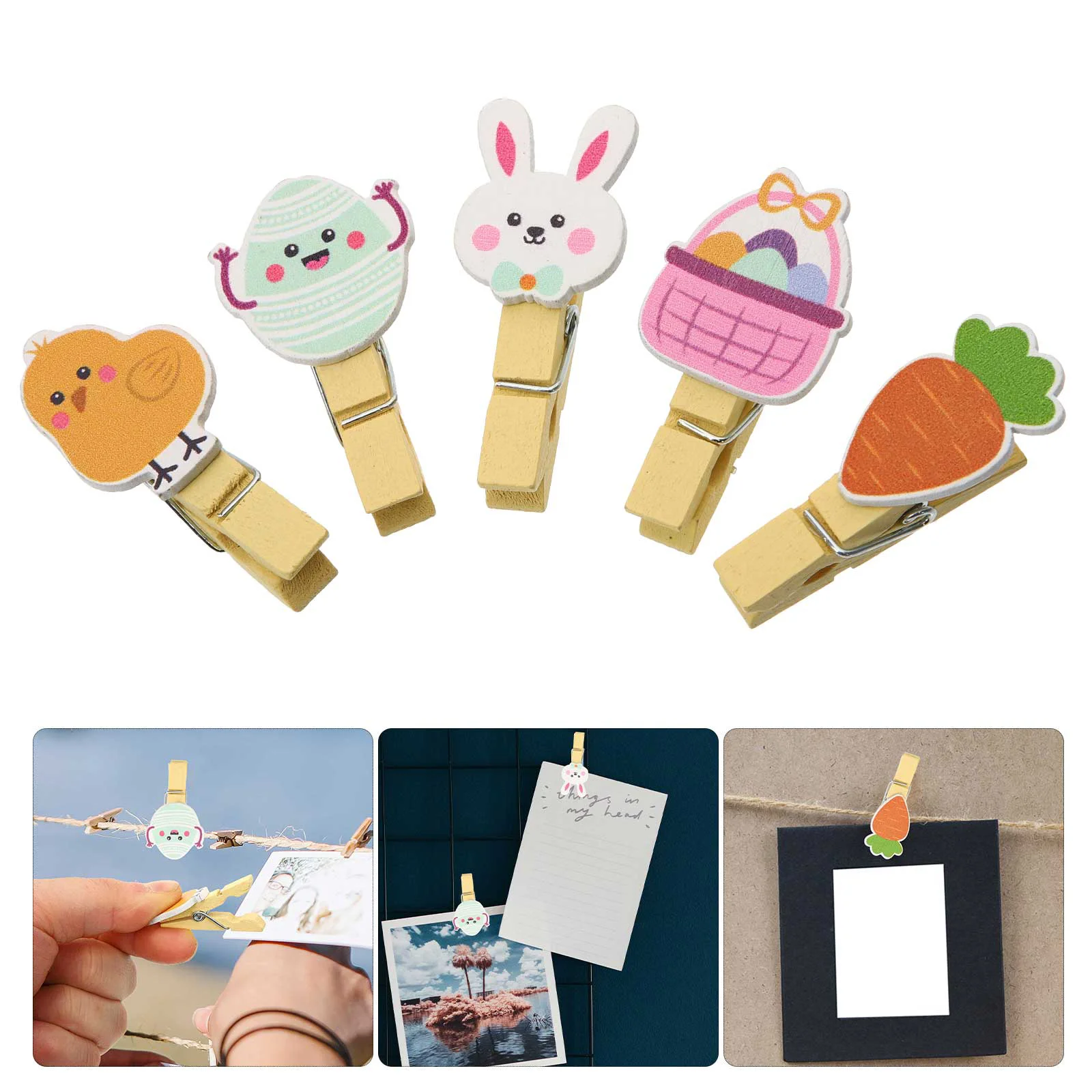 40 Pcs Easter Clip Mini Tongs for Serving Small Clothes Pin Colorful Clothespins Photo Bunny