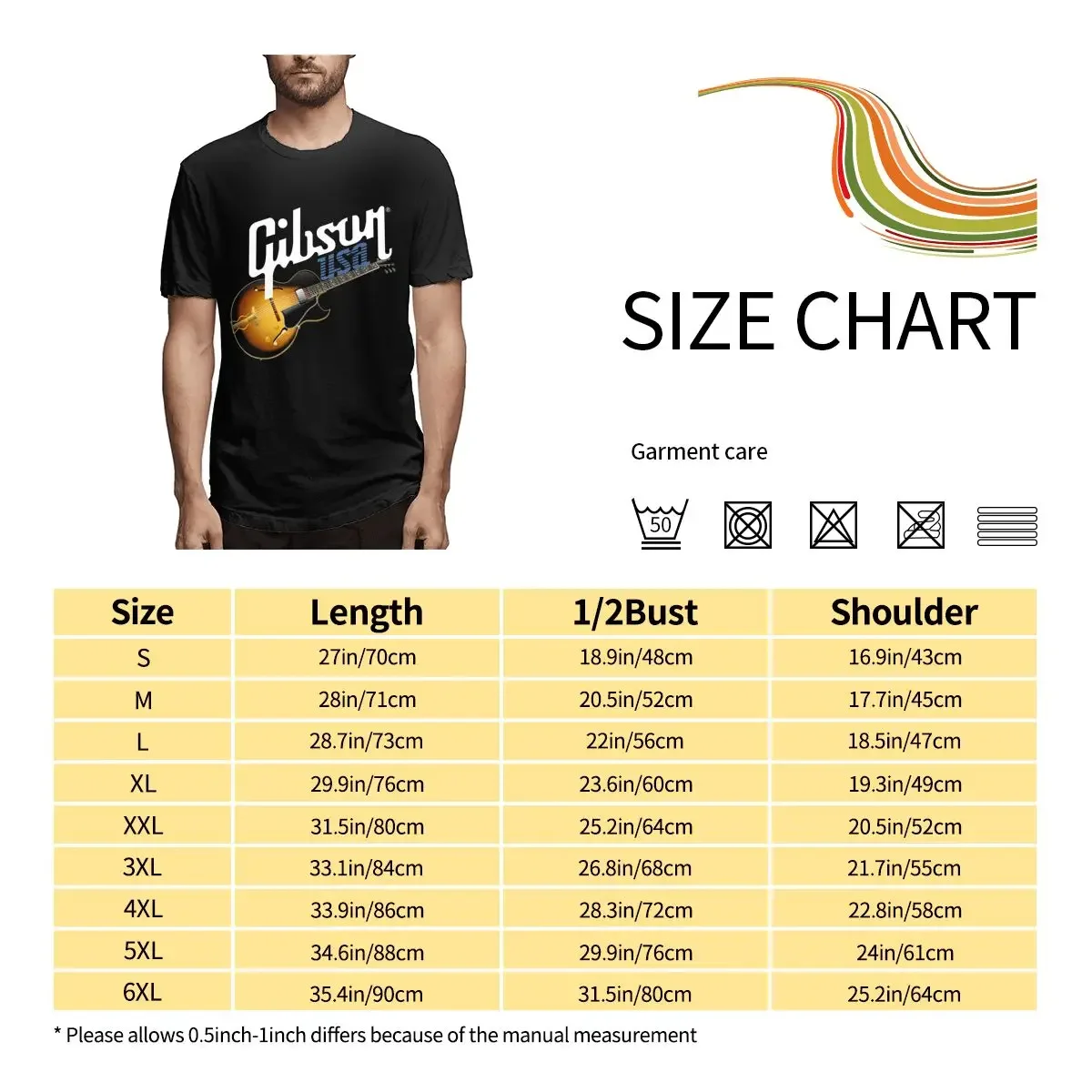 Gibson Usa Electric Rock Guitar Shirt T-shirt Cute Unisex Hip Hop Best Seller Tee images - 6