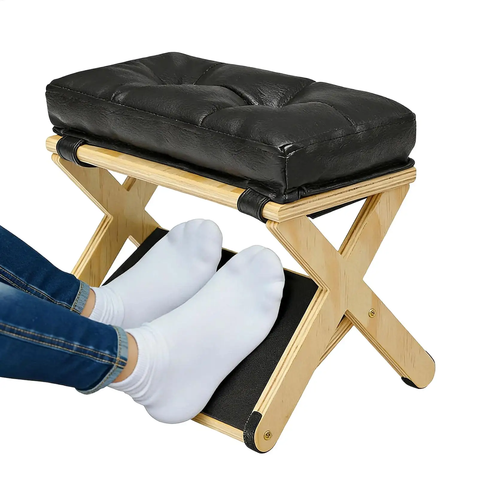 

Under Desk Footrest Double-Layer Non-Slip Ergonomic Slanted Small Under Desk Leg Foot Rest For Home Dorm Office Apartment Study