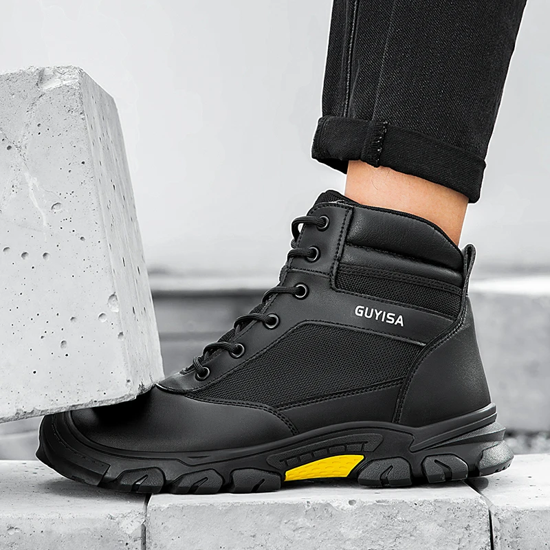 Safety Shoes for Men Steel Toe Boots Anti smashing Anti piercing Durable Breathable High Top Construction Work Protective Shoes