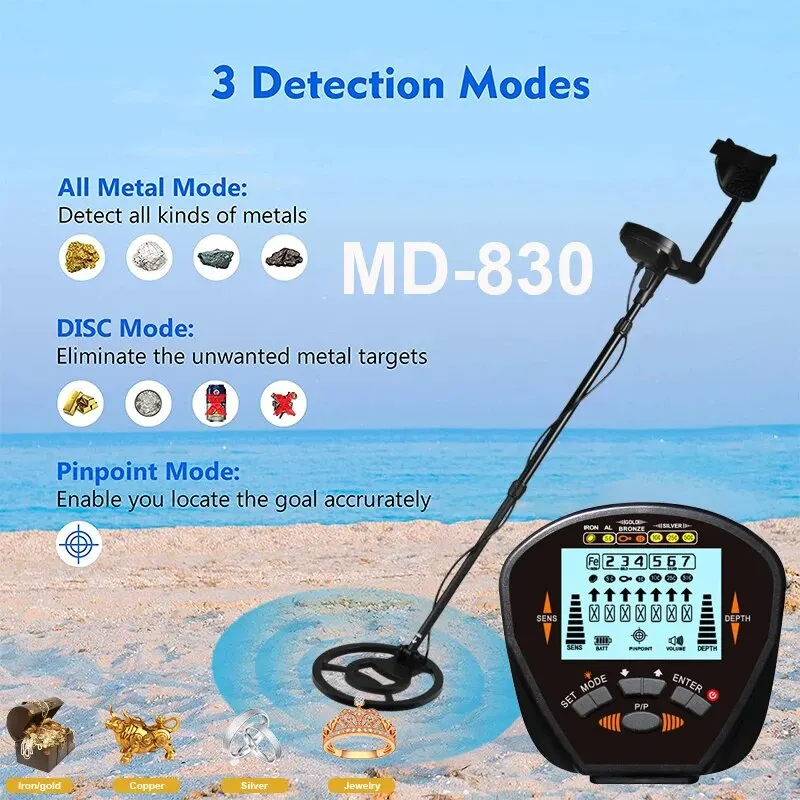 MD830 Metal Detector Underground Depth 2m Scanner Search High Precision Gold Detector Treasure Hunter Detecting Pinpointer