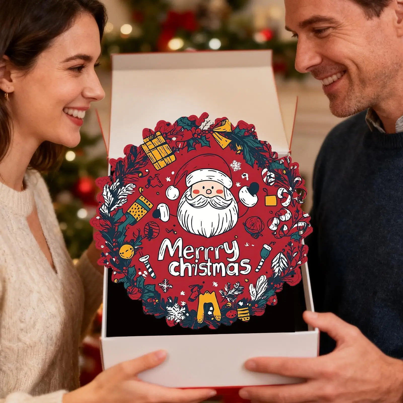 بازل قطع عيد الميلاد تحت عنوان إكليل تصميم عطلة الخشب بازل قطع للنساء بنين بنات الشباب المراهقين الزوج ابن ابنة #3