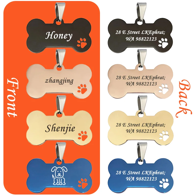 Personalized Pet Dog Tags Shiny Steel Free Engraving Kitten Puppy Anti-lost Collars Tag for Dog Cat Nameplate Pet Accessoires