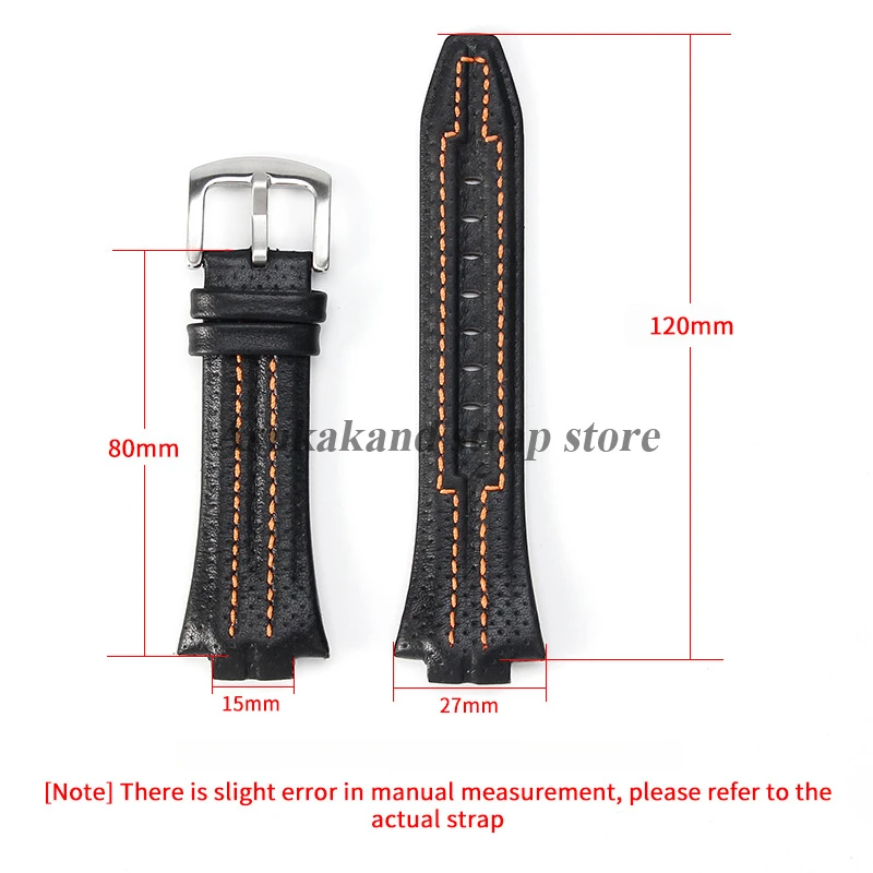 Cinturino per orologio in vera pelle nera 15mmx27mm per Seiko SNL017P1 SNL029P2 SNA595P2 SNL021P1 Braccialetti per orologi Accessori per orologi