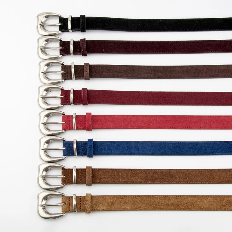 موضة عادي جلد طبيعي الجلد المدبوغ أحزمة وسط النساء حزام الجينز الأحمر الأزرق القهوة جلد البقر Correas Para Mujer Ceinture صب فام