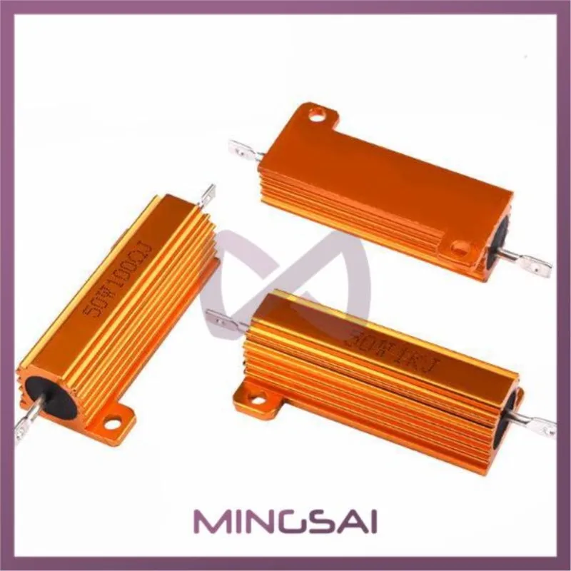 50W 100W Aluminum Power Metal Shell Case Wirewound Resistor 0.01R ~ 100K 1 6 8 10 20 200 500 1K 10K ohm resistance RX24 Igmopnrq