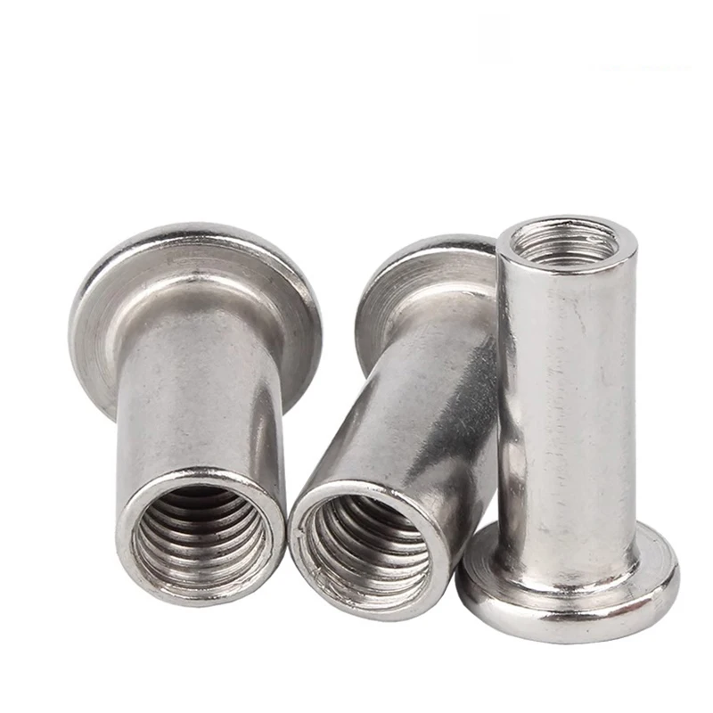 1-50pcs M3 M4 M5 M6 M8 M10 304 Stainless Steel Large Flat Hex Hexagon Socket Furniture Rivet Furniture Connector Insert