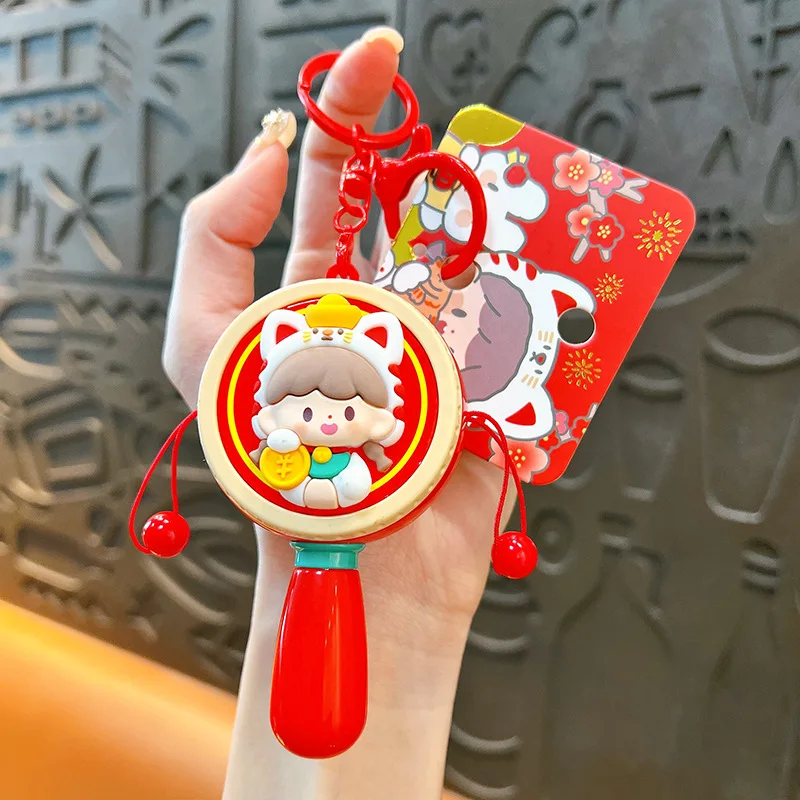 Funny Lucky Rattle Key Chain Cute Decompression New Year Kids Toy Keyring Backpack Pendant Keyring for Children Accessories