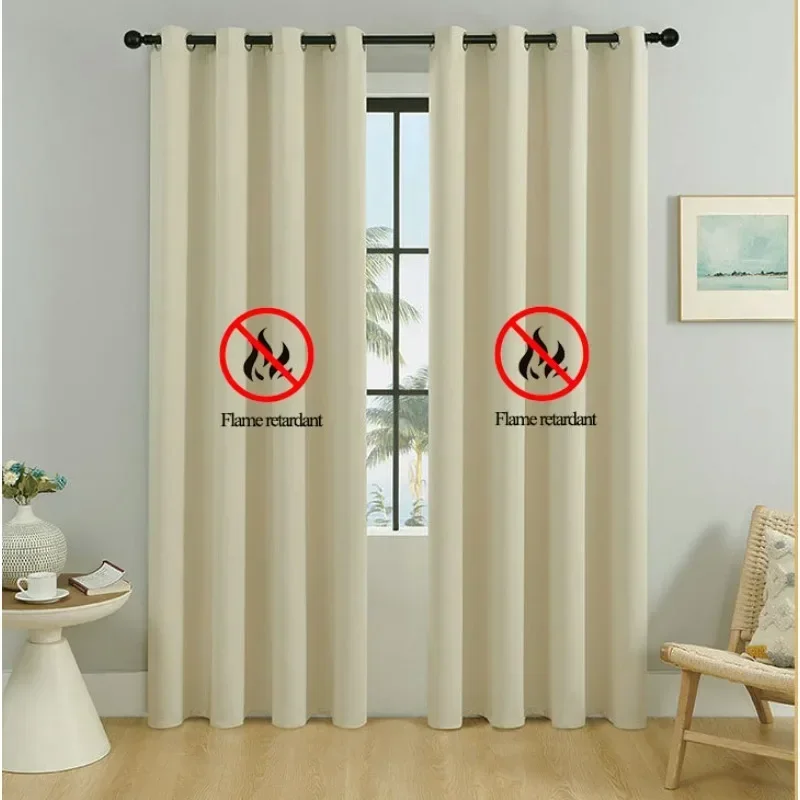 

1PC Flame Retardant Fireproof Blackout Curtains for Living Room Bedroom European Simple Hotel Window Safety Villa Customize