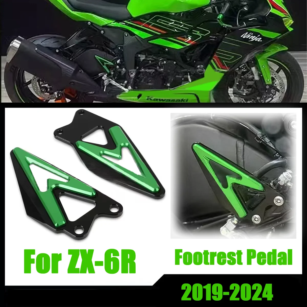 Motorcycle Footrest Heel Guard Cove Rearsets Foot Rest Peg Protector For Kawasaki ZX6R ZX 6R ZX-6R 2019-2024