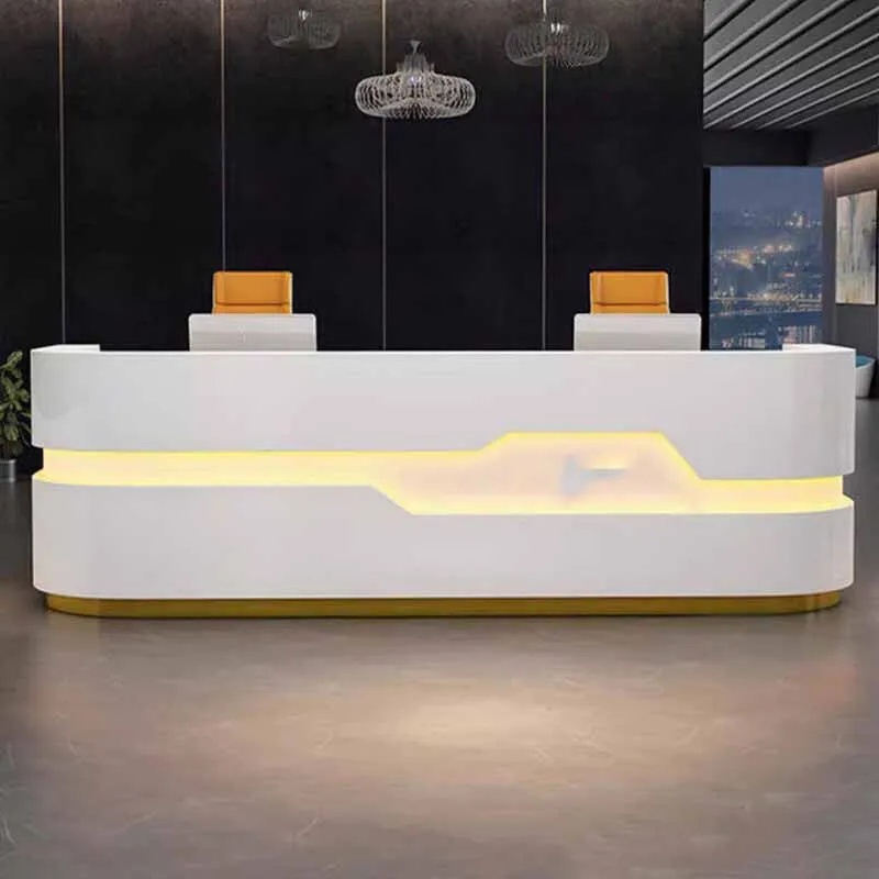 Modern Clinic Reception Counters Curved White Classic White Front Desk Counter Business Best Empfang Theke Office Furniture