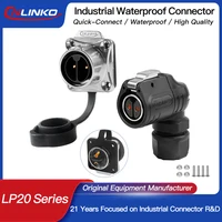 CNLINKO 2 pines ~ 14 pines 90 °   Conector impermeable de enchufe de codo LP20 IP68 Conector eléctrico de soldadura semimetálica para uso industrial