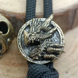 Dragon Skull Head Brass Knife Bead Punk EDC Outdoor DIY Paracord Woven Lanyard Pendant Retro Umbrella Rope Bracelets Accessories