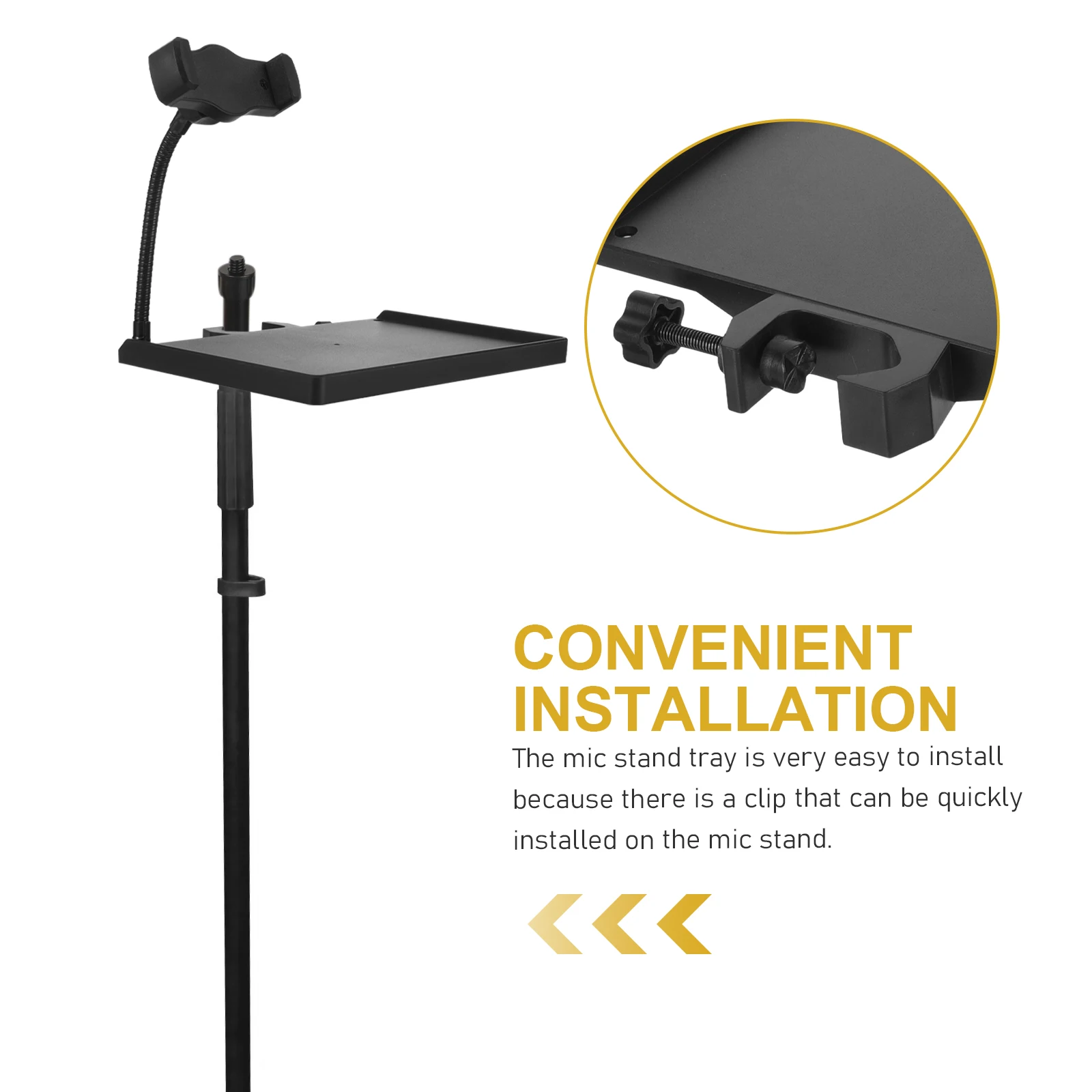 

Clip-On Sound Card Tray Mic Rack Live Broadcast Shelf Holder Clamp-On Phone Mount Durable Plastic Microphone Supplies Live Sound