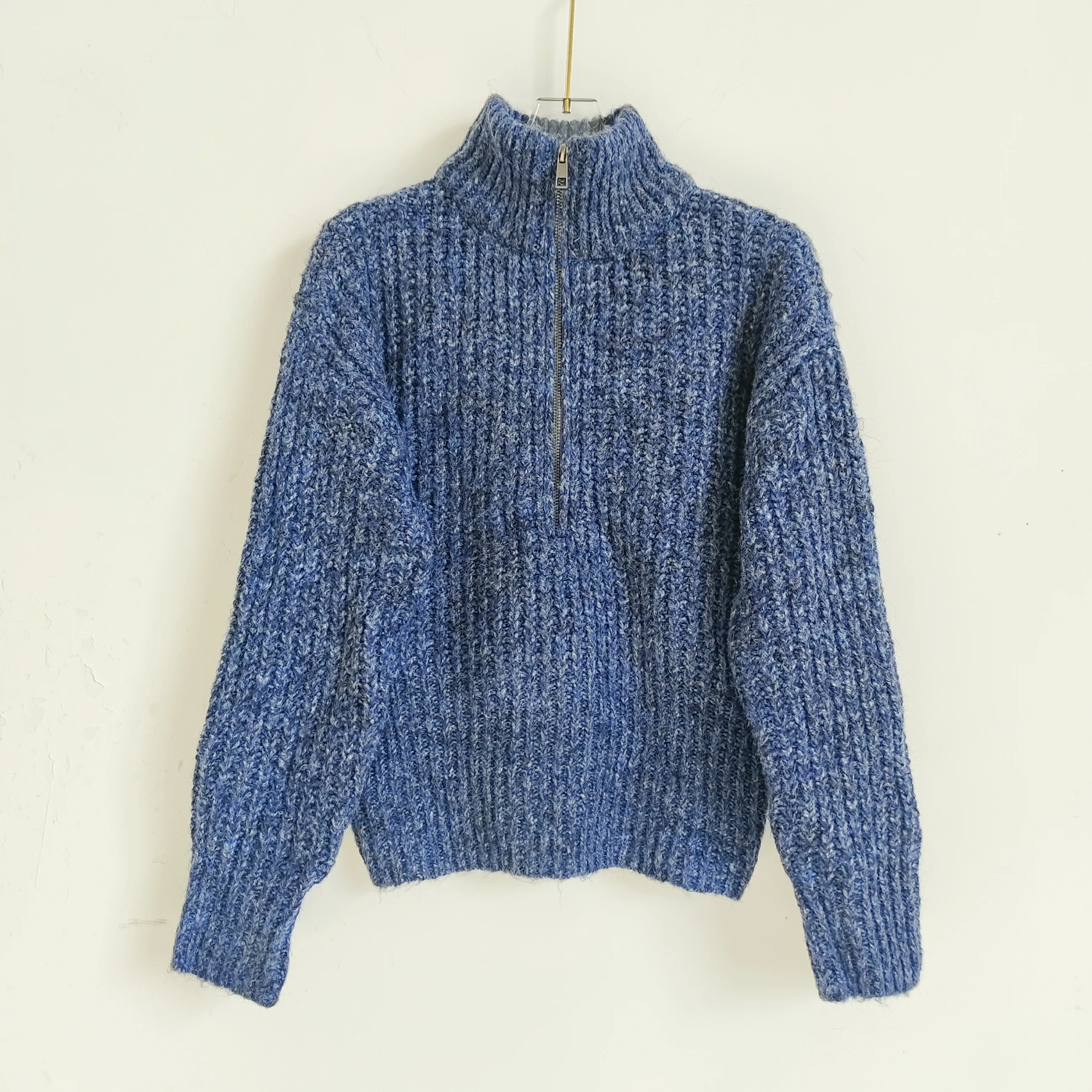 

Autumn Winter High Ne Women's Sweater Loose Fit Long Sve f Zip Knitted Base irt Casual Sle Polyester Fiber