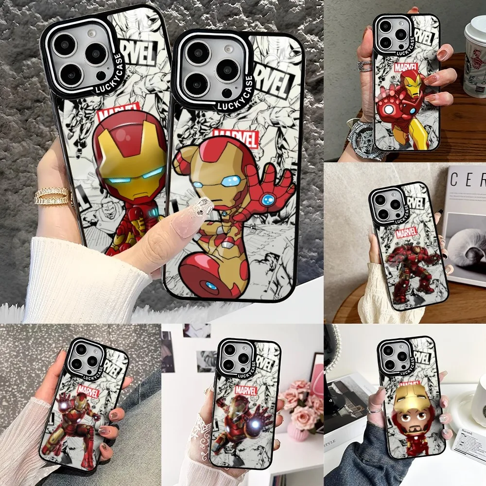 

Iron Man Comic Phone Case For iPhone 16 15 14 13 Pro Max Transparency Shockproof Hard Funda