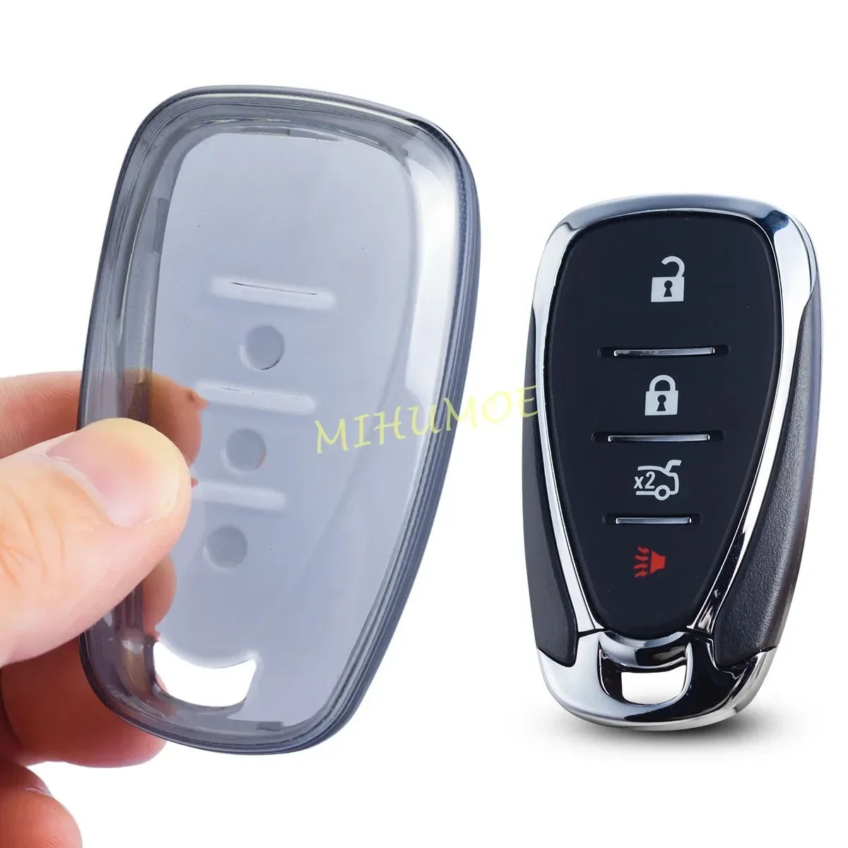 Zwart Transparant Sleutelhanger Case Cover Sleutelhanger Auto Accessoires Voor Chevy Malibu Blazer Bolt EV Trax Equinox Traverse Trailblazer