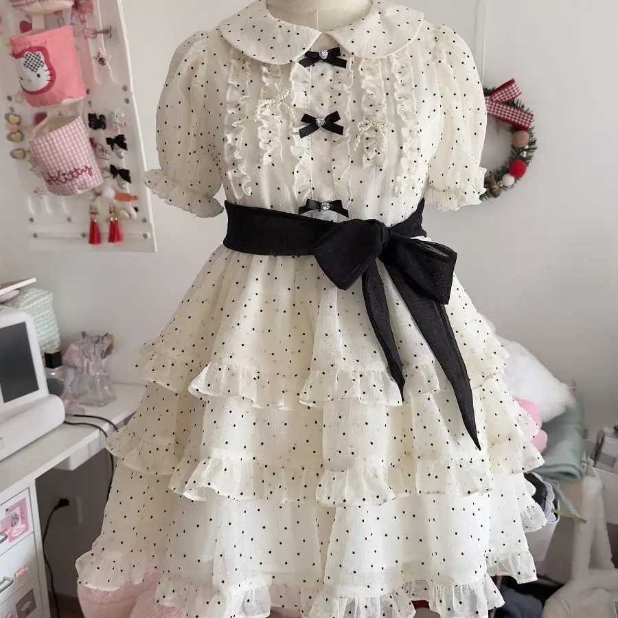 

NIGGEEY Original Pure Desire Storm Point Cake Skirt Doll Collar Sweet Girl Dress Princess Puff Skirt Female