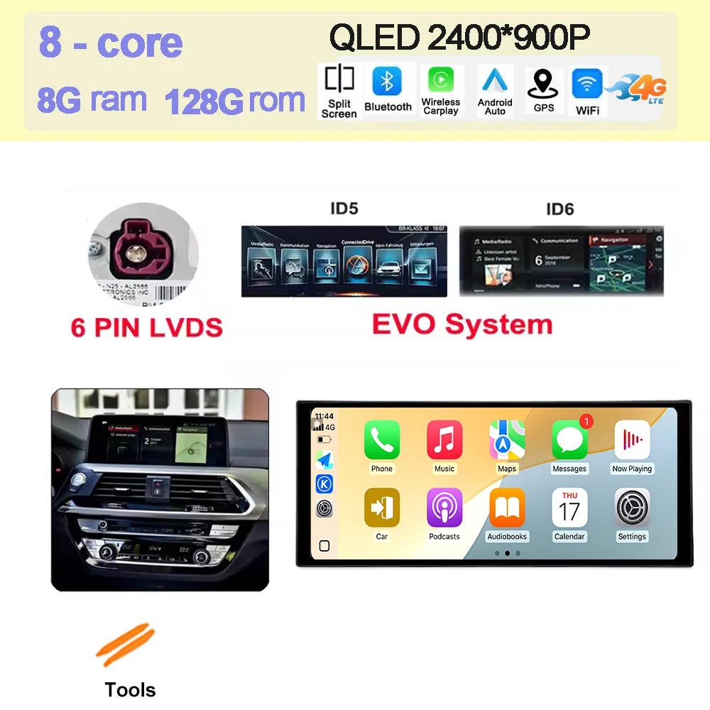 Android 15 Auto QLED Scherm 4G + Wifi Voor BMW X3 G01 X4 G02 2018 - 2022 EVO Systeem autoradio Multimedia Carplay DSP Stereo BT SWC
