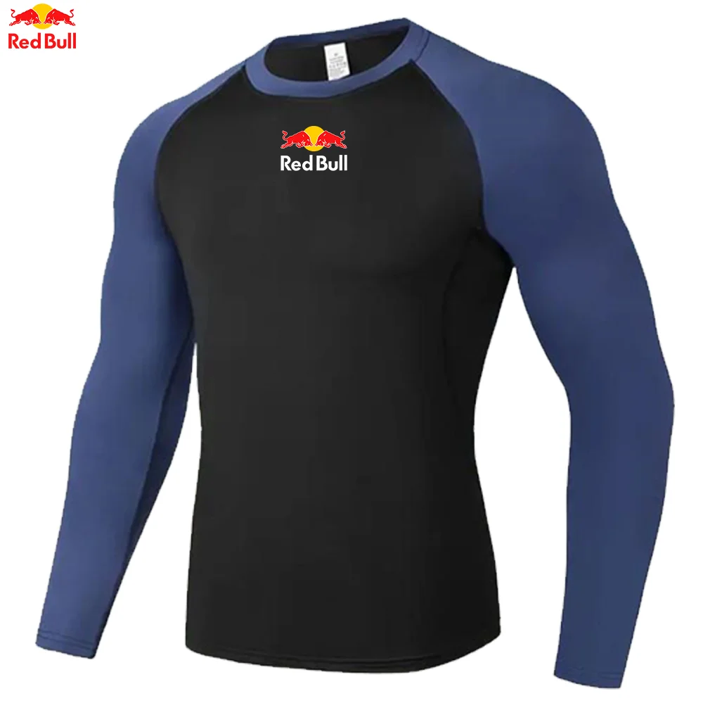 ريد بول الرجال ضغط الجري تي شيرت اللياقة البدنية ضيق قصير الأكمام قمصان رياضية التدريب الركض القمم ملابس رياضية للصالة الرياضية Rashgard #4