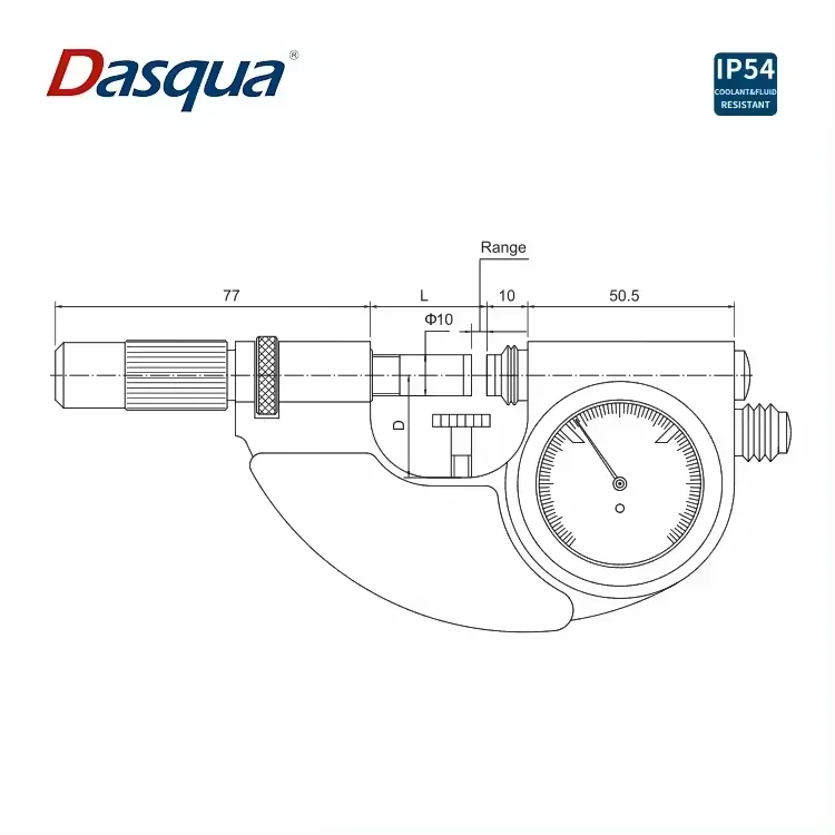 2025 Dasqua Chrome Finish IP54 Waterproof Dial Snap Gauge Adjustable Tolerance