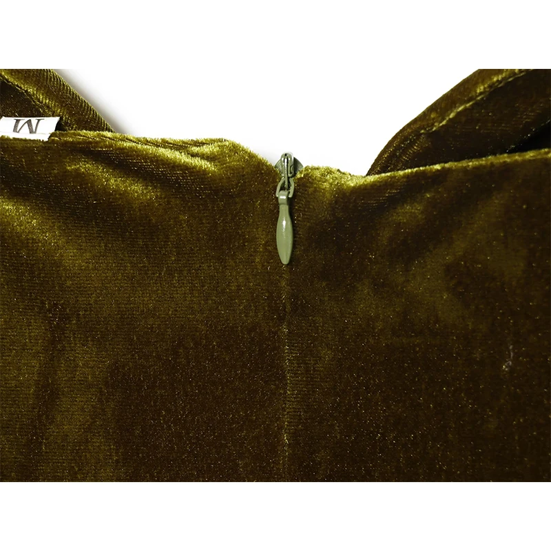 YENKYE زجاجة خضراء مخملية حبال فستان طويل للنساء موضة عارية الذراعين أنيقة ألف خط فساتين الحفلات مثير ماكسي فيستدوس #6