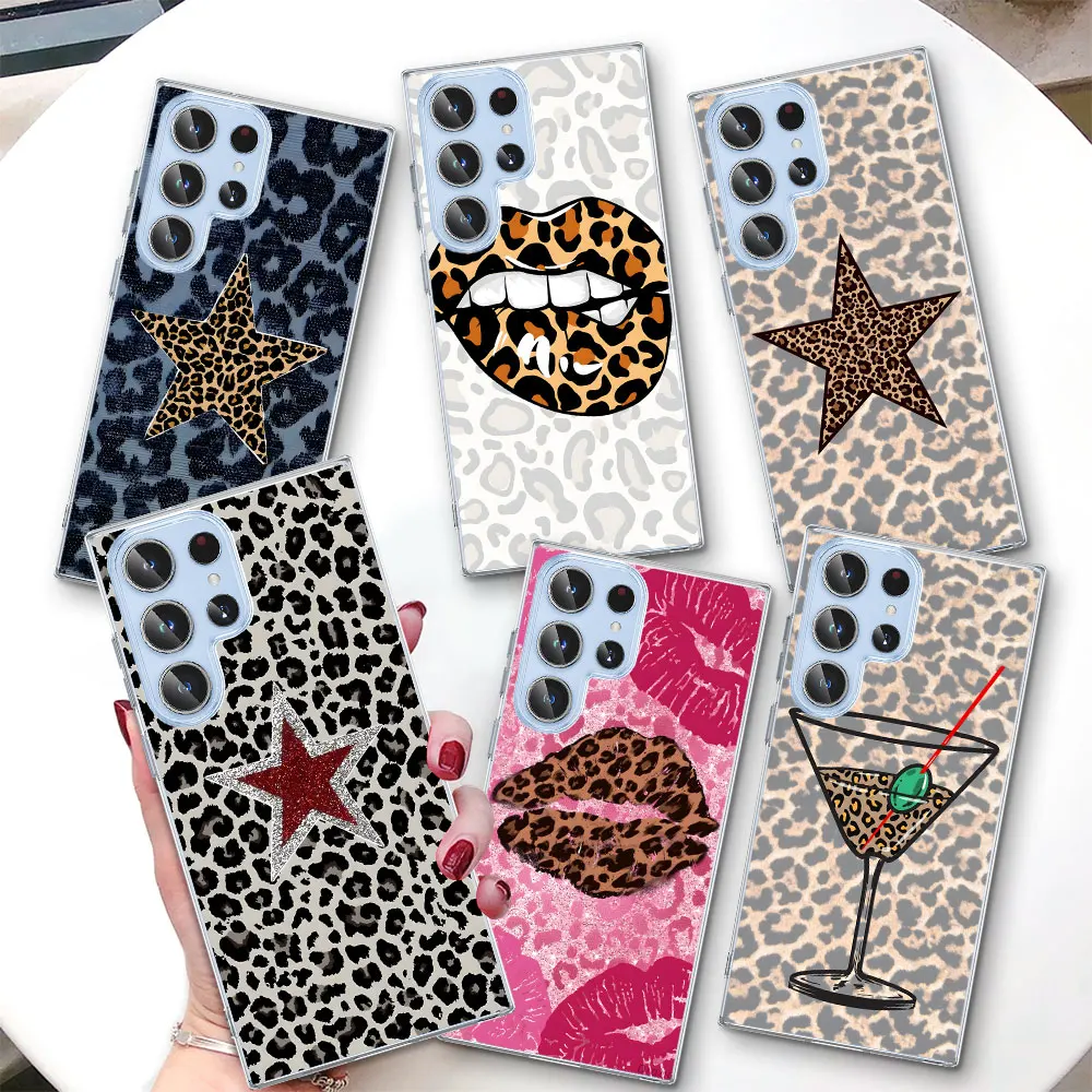 

Прозрачный противоударный чехол из ТПУ с леопардовым принтом для Samsung Galaxy S26 S25 Edge S22 S23 S24 S20 Ultra S21 FE S10 Plus